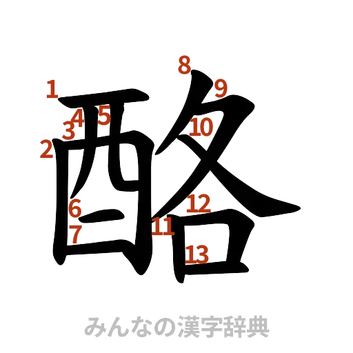 漢字「酪」の書き順と画数