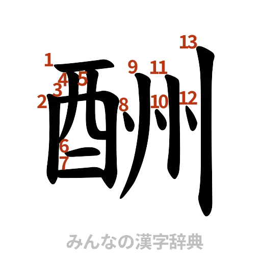 漢字「酬」の書き順と画数