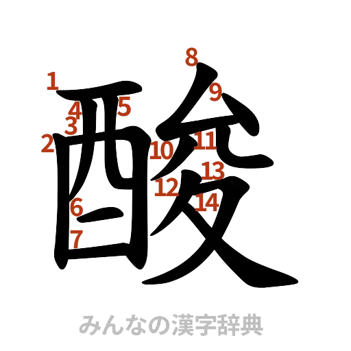 漢字「酸」の書き順と画数