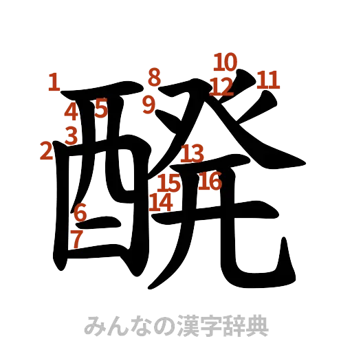 漢字「醗」の書き順と画数