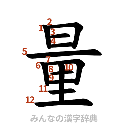 漢字「量」の書き順と画数