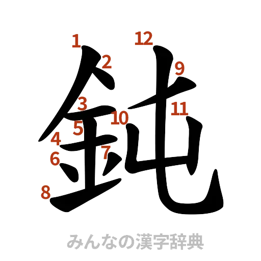 漢字「鈍」の書き順と画数