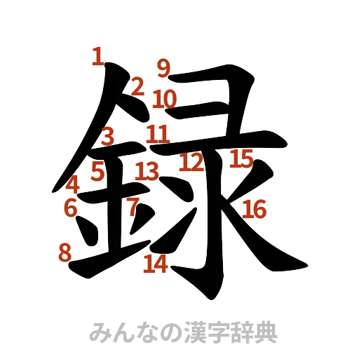 漢字「録」の書き順と画数
