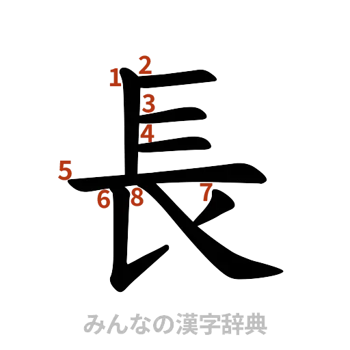 漢字「長」の書き順と画数