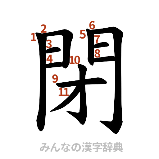 漢字「閉」の書き順と画数