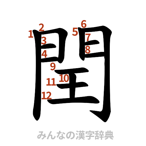 漢字「閏」の書き順と画数