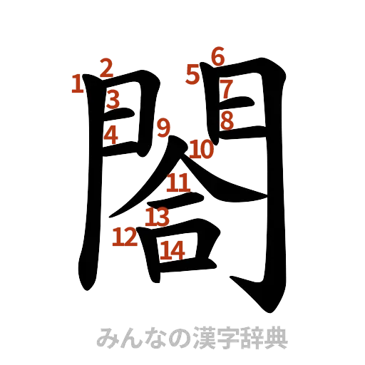 漢字「閤」の書き順と画数