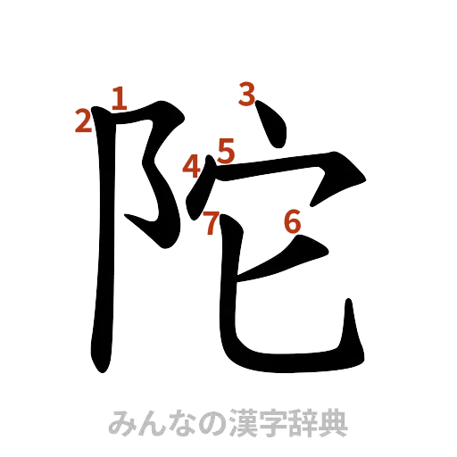 漢字「陀」の書き順と画数