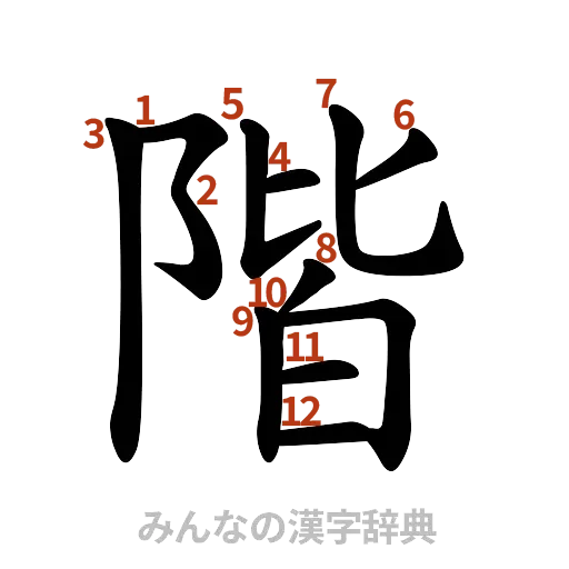 漢字「階」の書き順と画数