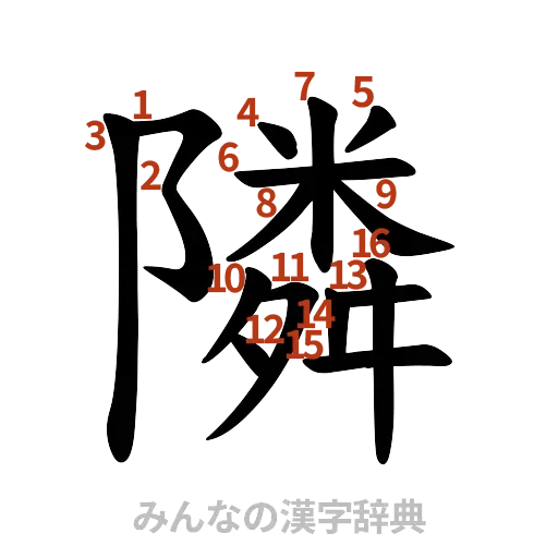 漢字「隣」の書き順と画数