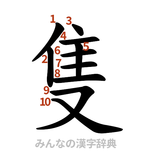 漢字「隻」の書き順と画数