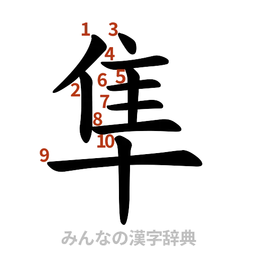 漢字「隼」の書き順と画数