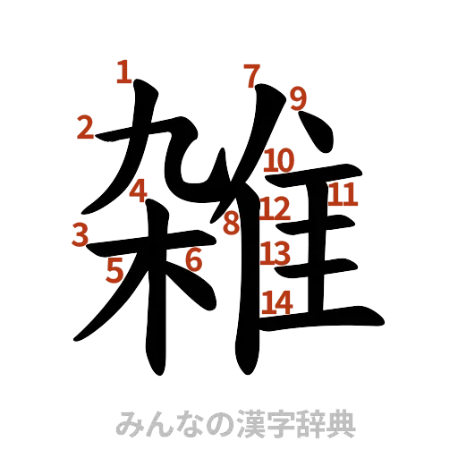 漢字「雑」の書き順と画数