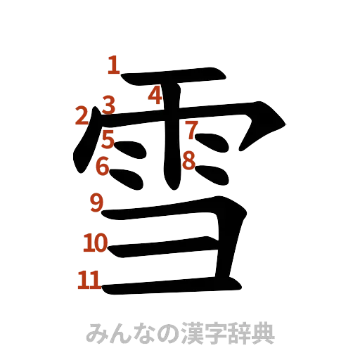 漢字「雪」の書き順と画数