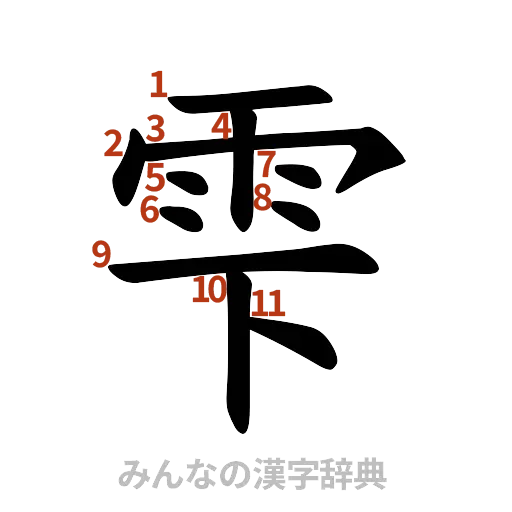 漢字「雫」の書き順と画数