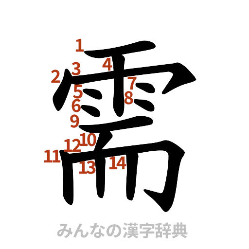 漢字「需」の書き順と画数