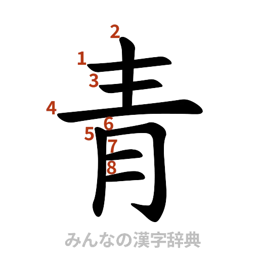 漢字「青」の書き順と画数