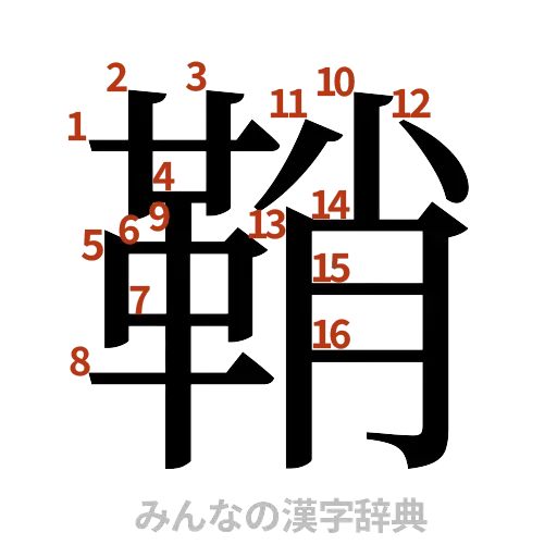 漢字「鞘」の書き順と画数