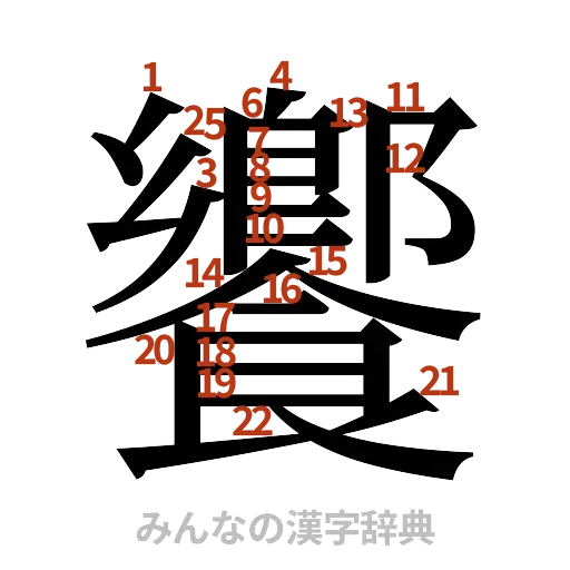 漢字「饗」の書き順と画数