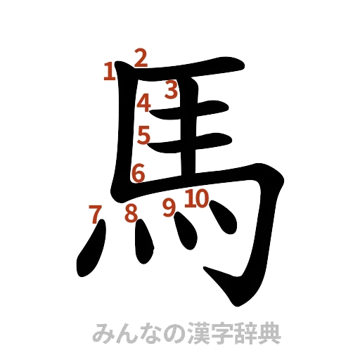 漢字「馬」の書き順と画数