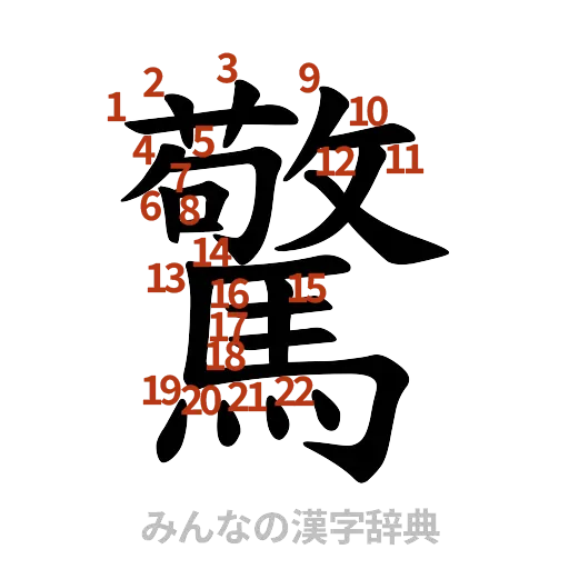 漢字「驚」の書き順と画数