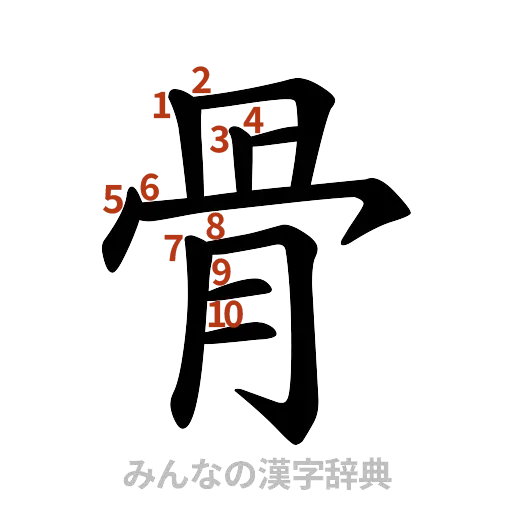 漢字「骨」の書き順と画数