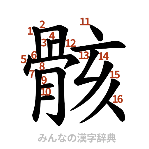 漢字「骸」の書き順と画数