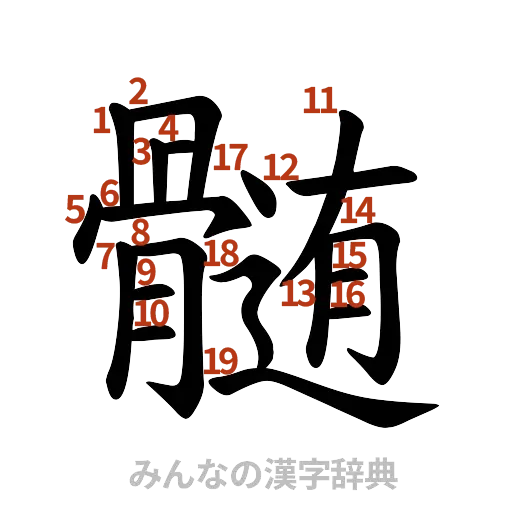 漢字「髄」の書き順と画数