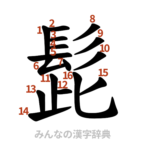漢字「髭」の書き順と画数