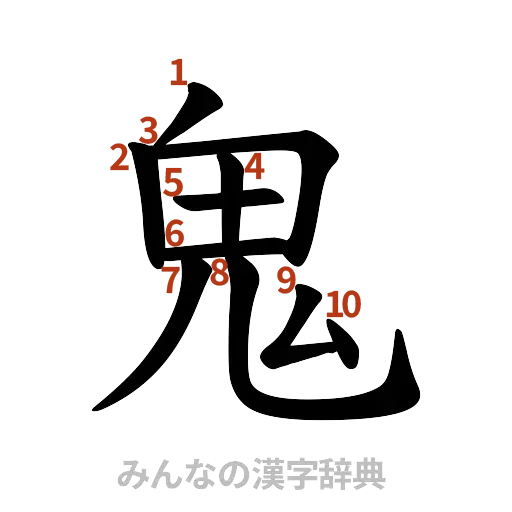 漢字「鬼」の書き順と画数