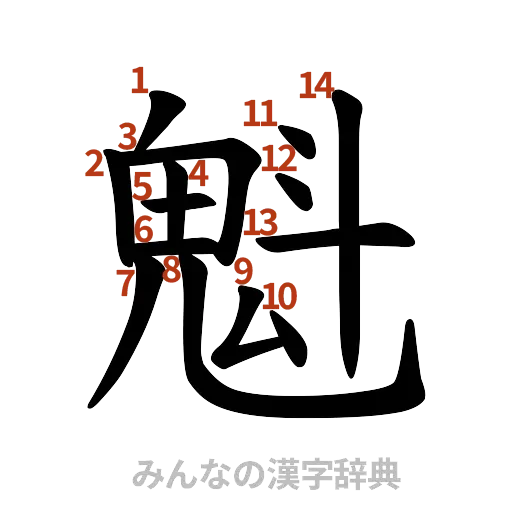 漢字「魁」の書き順と画数