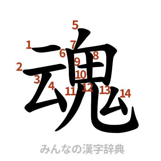 漢字「魂」の書き順と画数