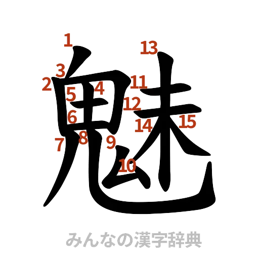 漢字「魅」の書き順と画数