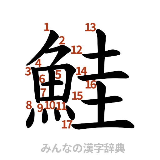 漢字「鮭」の書き順と画数