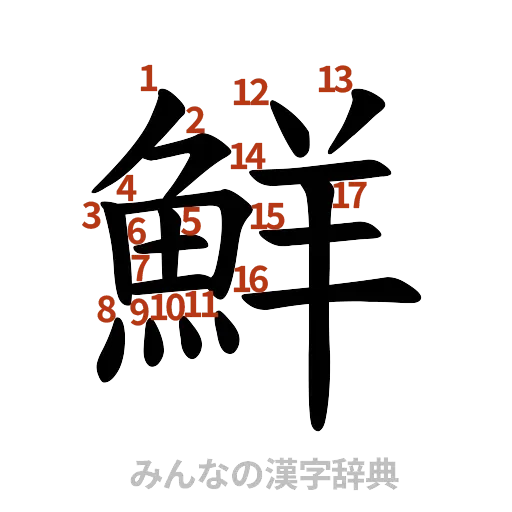 漢字「鮮」の書き順と画数
