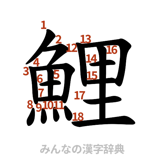 漢字「鯉」の書き順と画数