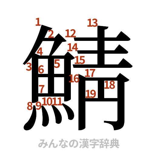 漢字「鯖」の書き順と画数