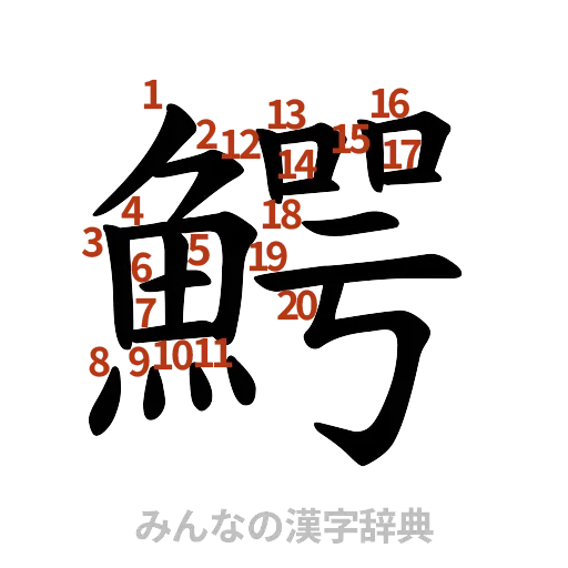 漢字「鰐」の書き順と画数