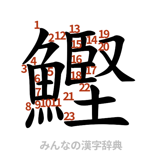 漢字「鰹」の書き順と画数