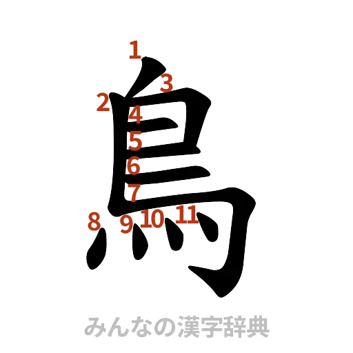 漢字「鳥」の書き順と画数