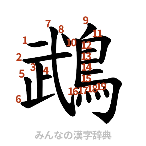 漢字「鵡」の書き順と画数