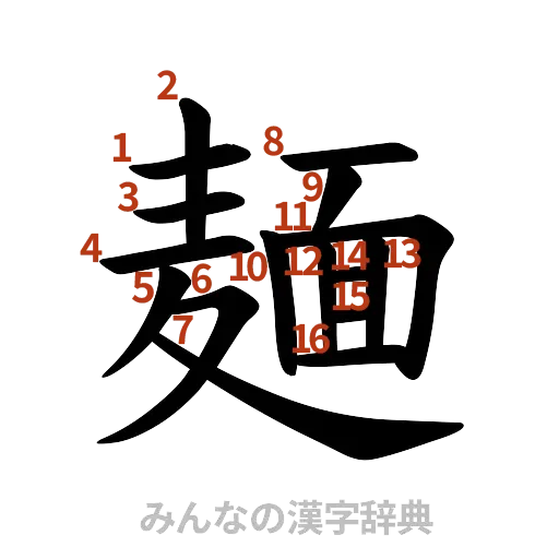 漢字「麺」の書き順と画数