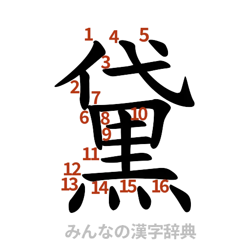 漢字「黛」の書き順と画数
