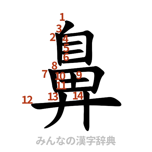 漢字「鼻」の書き順と画数